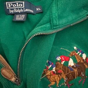 Polo by Ralph Lauren Men's Green Long Sleeve Zip-Up Sweater